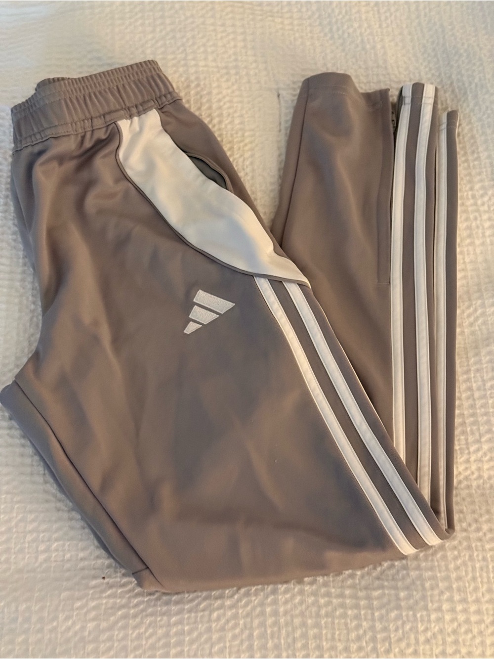 adidas Kids Grey Joggers with White Stripes